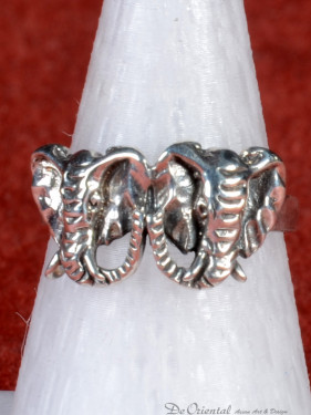 Ring met twee olifant hoofden 925
