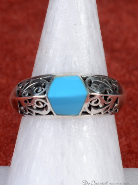 Fantasy ring handgemaakt en ingelegd met turkoois agaat 925