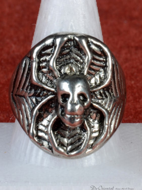 Biker Skull Ring met Schedel en spin