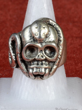 Biker Skull ring met doodshoofd en slang