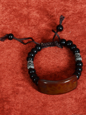 armband met kralen en bruine agaatsteen