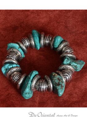 Armband met turquoise natuurstenen