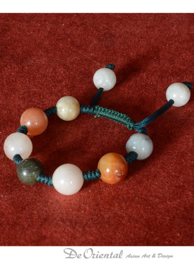 Verstelbare armband met multikleur jade kralen