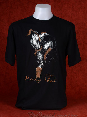 Muay Thai T-Shirt "Sila Kratob" van Human Fighting, Anusha Saisuk design, zwart