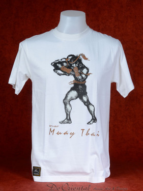 Muay Thai T-Shirt "Hak Dan" van Human Fighting, Anusha Saisuk design, wit