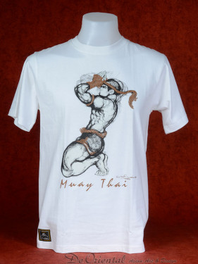 Muay Thai T-Shirt "Wai Khruh" van Human Fighting, Anusha Saisuk design, wit
