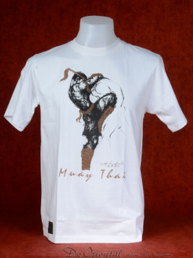 Muay Thai T-Shirt "Sila Kratob" van Human Fighting, Anusha Saisuk design, wit