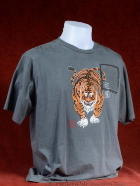 Exclusief T-shirt met Chinese tijger grijs. XL