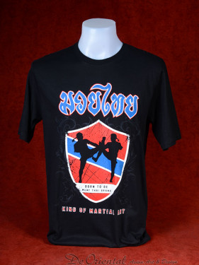 T-Shirt Born the be Muay Thai - King of Martial Art zwart