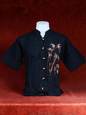 Linnen tropenshirt met Bamboe borduursel