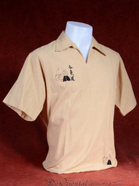 Linnen tropenshirt met Kung Fu borduursel