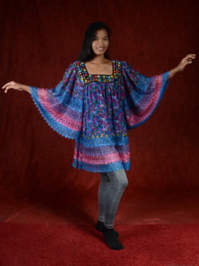 Bohemian Tuniek met Kralen en Kleurrijk Kant L - XXL