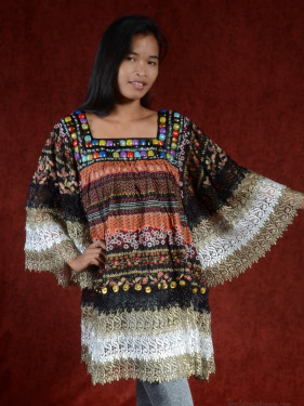 Bohemian Tuniek met Kralen en Kantdetails L - XXL