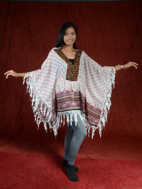 Bohemian Tuniek met Kralenborduursel en Franjes XL - 3XL