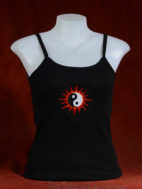 Tanktop met geborduurde Yin-Yang zwart