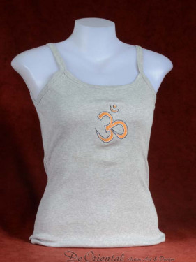 Tanktop met afbeelding van geborduurde Om grijs