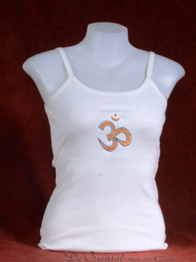 Tanktop met geborduurde  afbeelding van Om wit