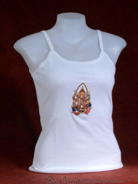 Tanktop met geborduurde afbeelding van Ganesha wit