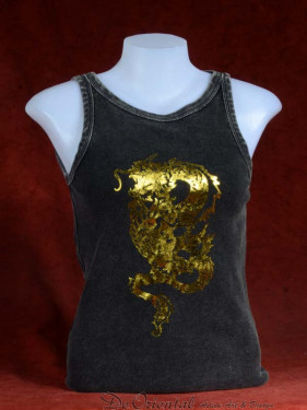 Tanktop met draak in goudprint 2