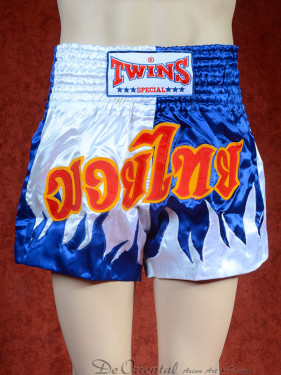 Originele Twins wedstrijd short Muay Thai blauw wit