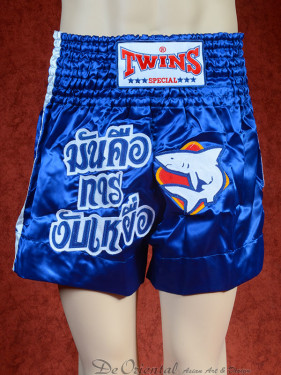 Originele Twins wedstrijd short Muay Thai Shark blauw