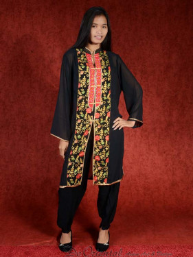 Salwar kameez, Indiase jurk of Punjabi dress zwart-rood-oranje