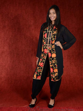 Salwar kameez, Indiase jurk of Punjabi dress black orange