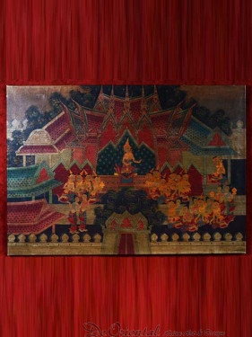 Olieverf op canvas "Bhuddha in temple"