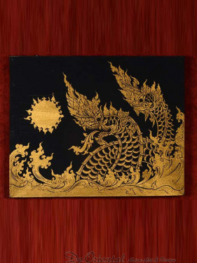 Schilderij golden dragons Thai style