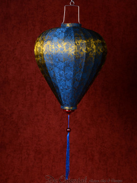 Chinese Lampion Lamp medium blauw-goud