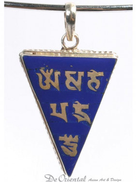 Hanger Om mani padme hum, lapis lazuli ingelegd in zilver