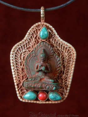 Hanger van Boeddha Dharma chakra mudra groen speksteen