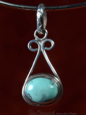 Eenvoudige zilveren hanger met turkoois