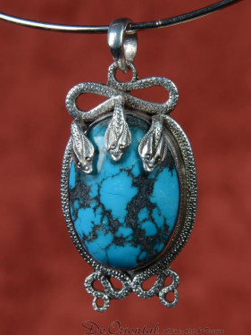 Turkoois hanger met zilveren slangen