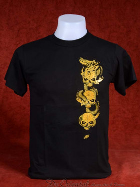T-Shirt met afbeelding van Chinese Draak en schedels