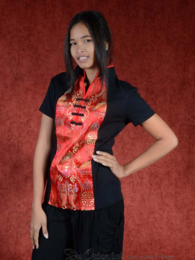 Shirt Yuan zwart - rood