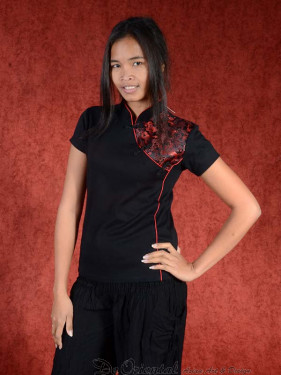 Shirt  dynasty zwart - rood