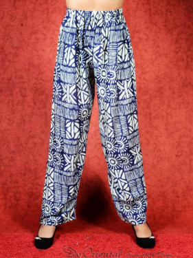 Tai chi broek met touwtje solar print donker blauw