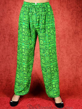 Tai chi broek met touwtje himalaya print groen