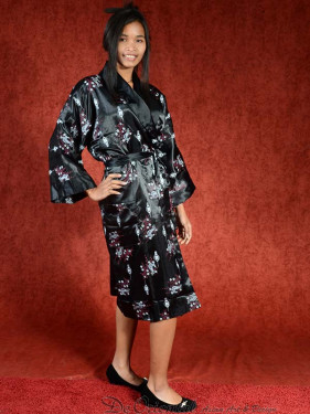 Satijnen Kimono tweezijdig draagbaar Zwart