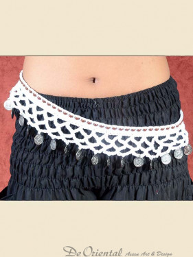 Heupsjaal wit met muntjes