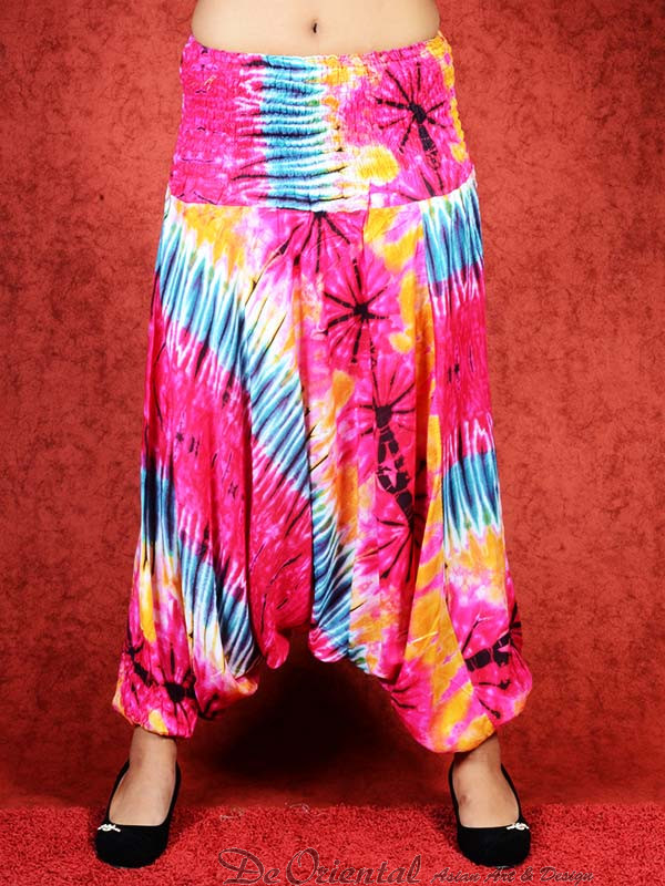 ik ga akkoord met gastvrouw Kruipen Dip-Dye & Tie-Dye Harem broek model Sinbad roze | De Oriental