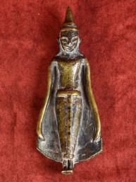 Antiek Laotiaans bronzen Boeddha amulet, 19e eeuw