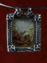 Antiek zilveren  hanger met afbeelding van Shiva