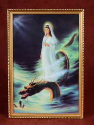 Afbeelding Guan Yin op draak – Chinese Boeddhistische kunst
