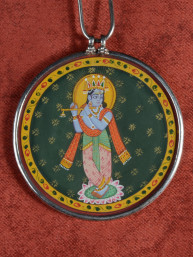 Handgeschilderde Krishna Hanger India Zilver Glas