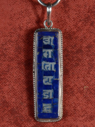 Tibetaanse Lapis Lazuli Hanger Om Mani Padme Hum Zilver