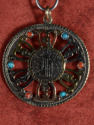 Tibetaanse Messing Hanger Met Edelsteen Inleg