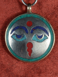 Boeddha Ogen Hanger Verzilverd met Inlegwerk
