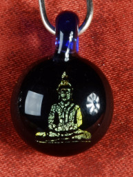 Boeddha Hanger – Blauw Glas Met Gouden Gravure